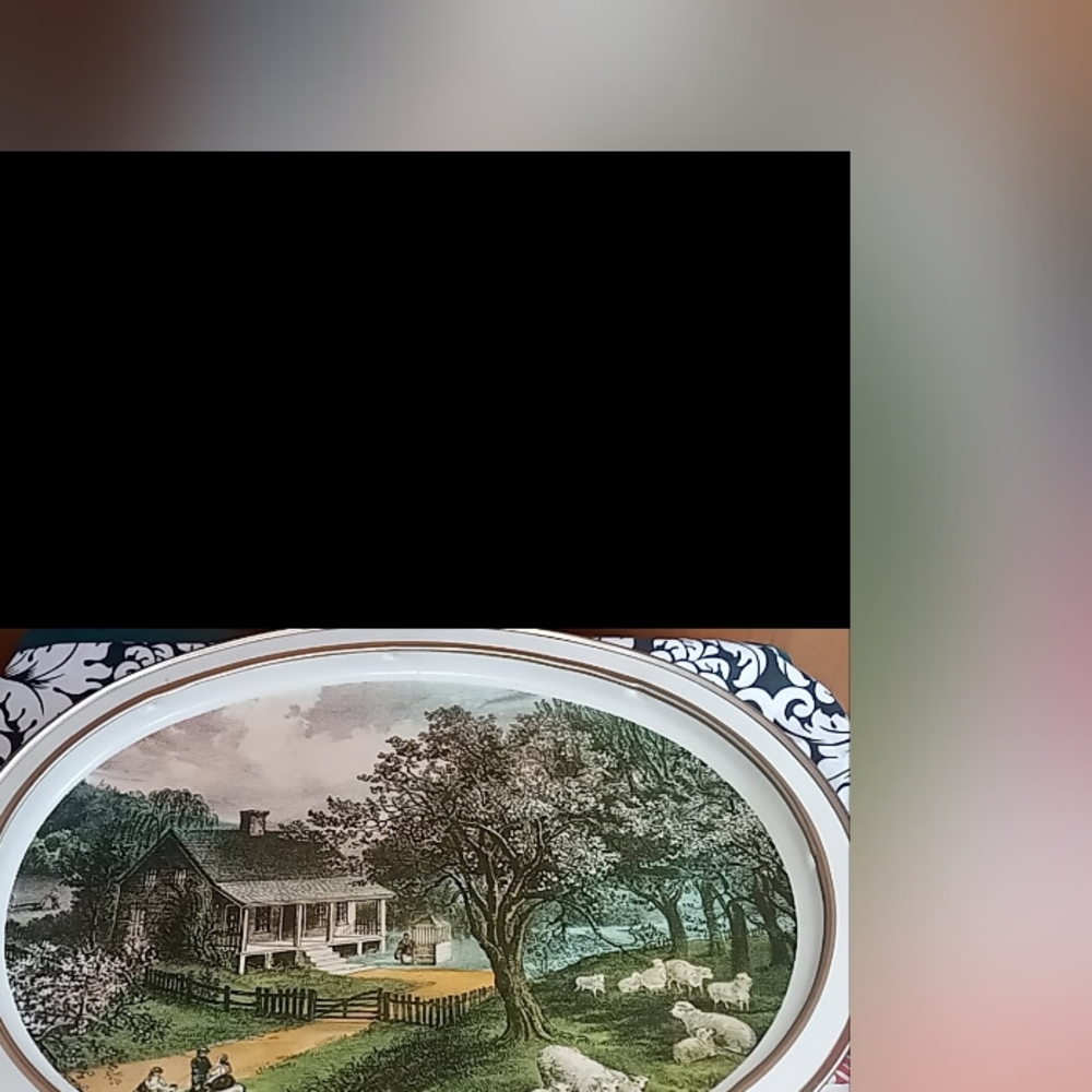 Scenic Green and White Decorative Plate